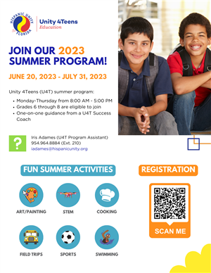 Unity4Teens Summer Program FLyer